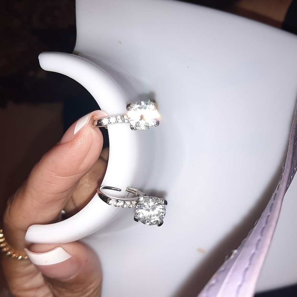 NWT GENUINE SOLID STERLING SILVER CZ DIAMONELLE WEDDING LEVERBACK EARRINGS